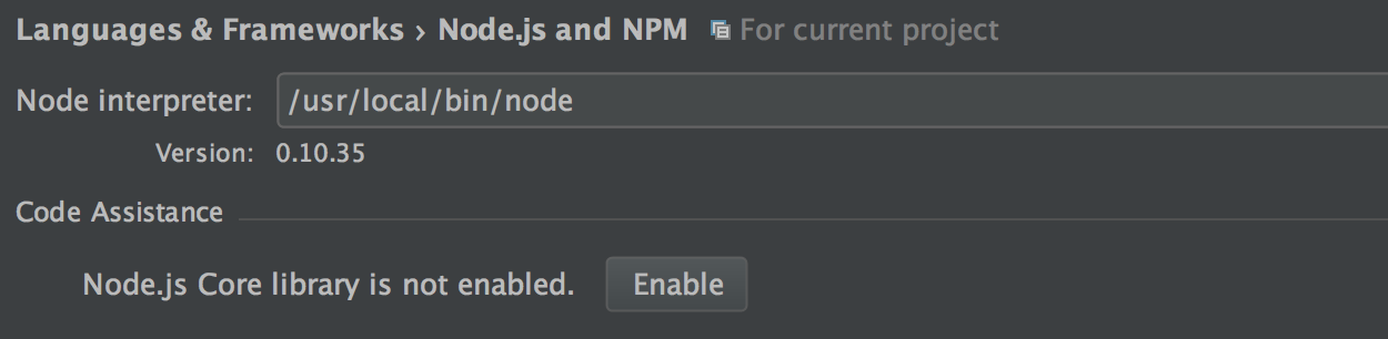 Enable Node.js code assistance